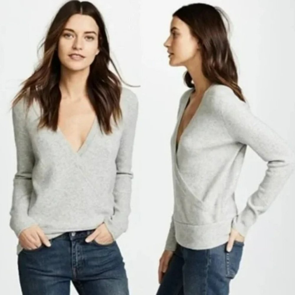 Madewell Wrap V- Neck‎ Front Beige Tan Pullover Lightweight Sweater Size S